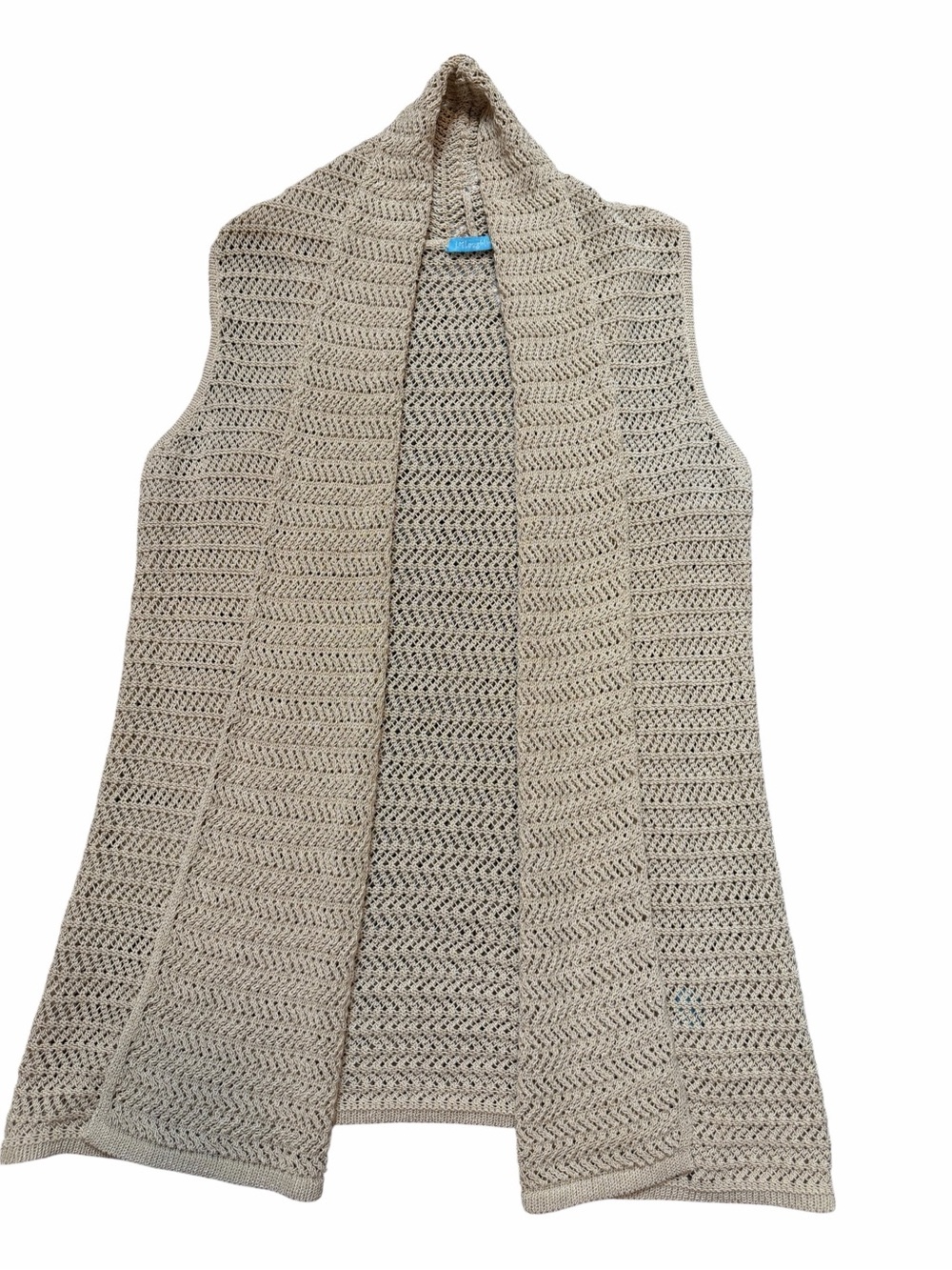 J. McLaughlin Open Knit Crochet Sleeveless Vest Cardigan Beige XS